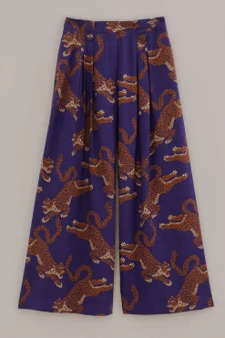 NAVY BLUE LEOPARDS TAILORED PANTS