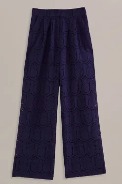  NAVY BLUE PINEAPPLE EYELET PANTS