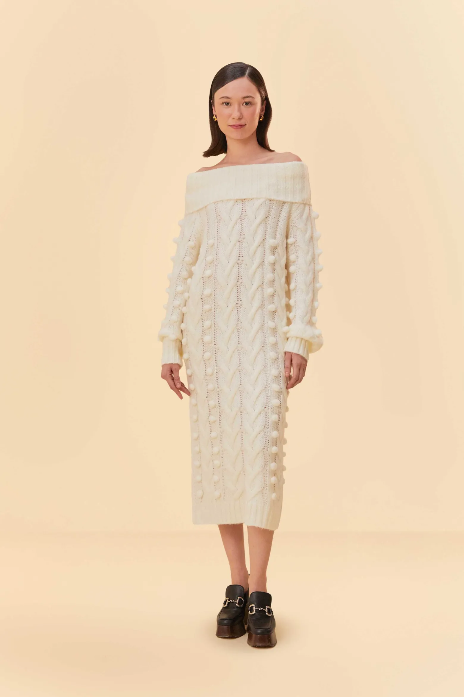OFF-WHITE BRAIDED MIDI SWEATER DRESS