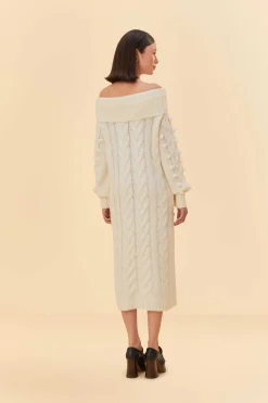 OFF-WHITE BRAIDED MIDI SWEATER DRESS