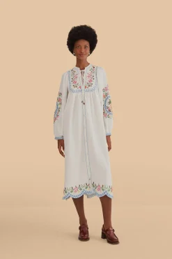  OFF-WHITE EMBROIDERED MIDI DRESS