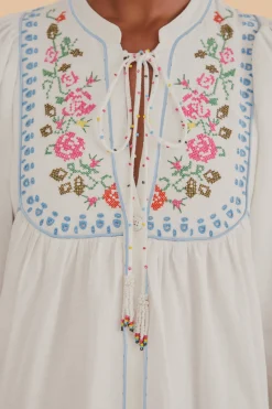 OFF-WHITE EMBROIDERED MIDI DRESS