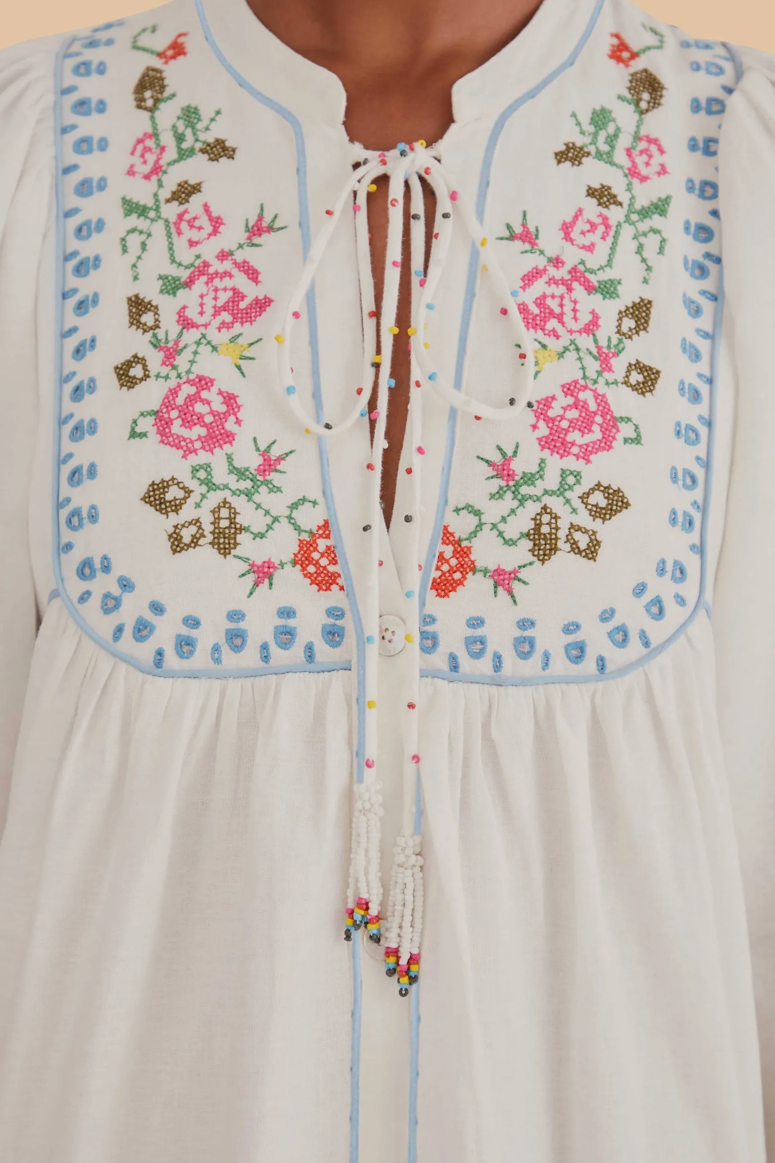 OFF-WHITE EMBROIDERED MIDI DRESS