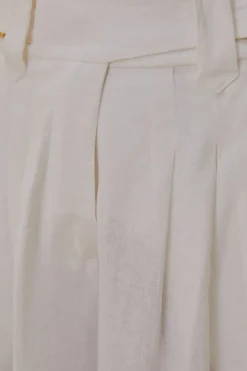 OFF-WHITE LINEN LOW WAIST PANTS