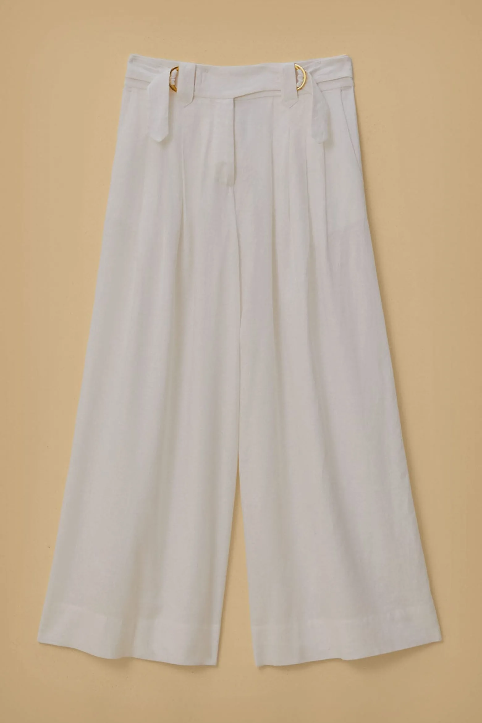 OFF-WHITE LINEN LOW WAIST PANTS