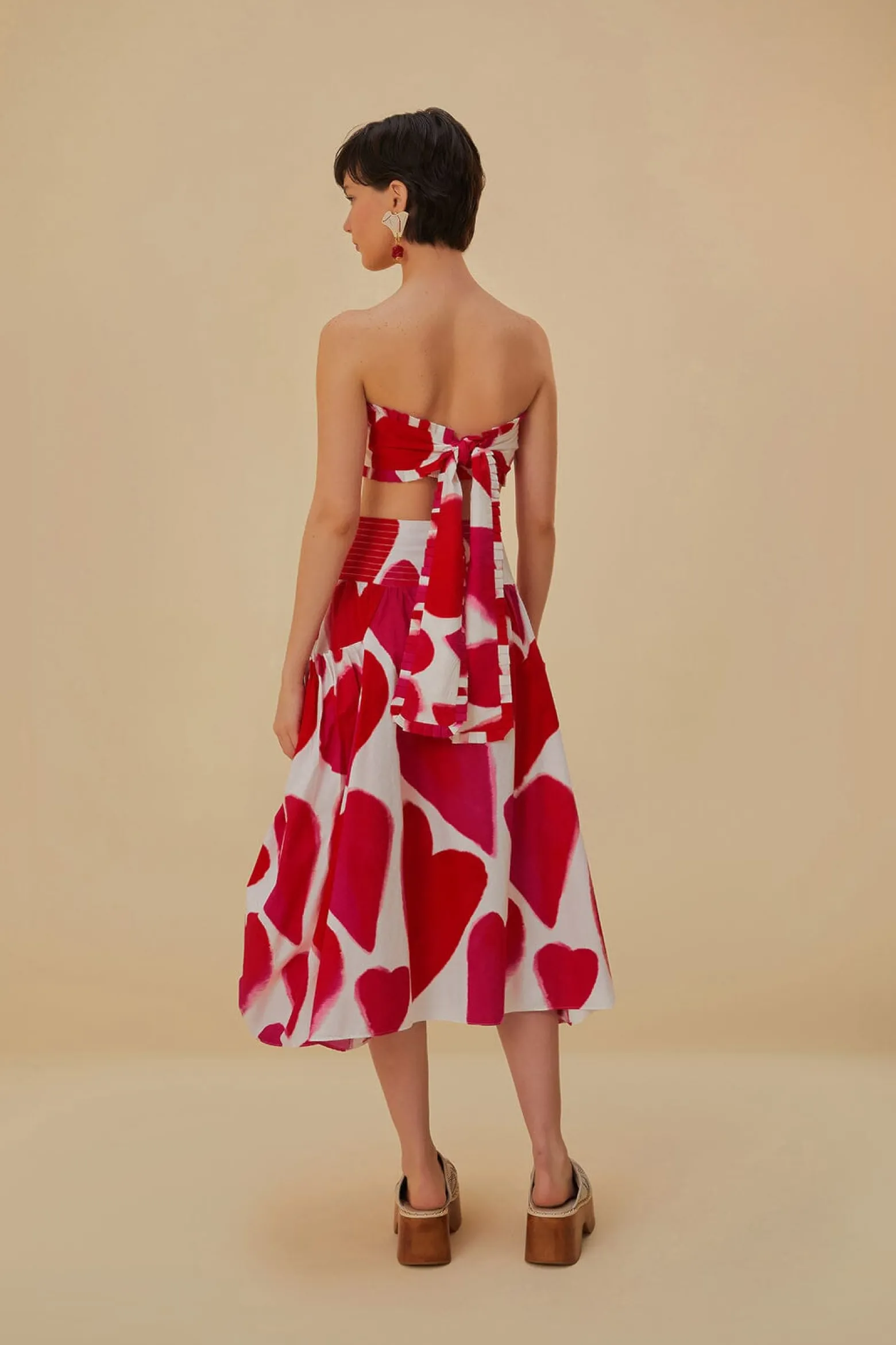 OFF-WHITE PAINTED HEARTS MIDI SKIRT