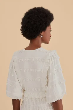  OFF-WHITE RUFFLE TASSELS MIDI DRESS