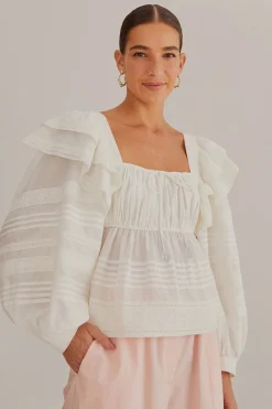 OFF-WHITE SQUARE NECKLINE BLOUSE