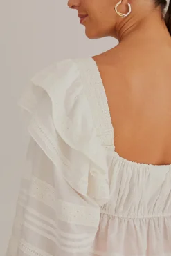 OFF-WHITE SQUARE NECKLINE BLOUSE