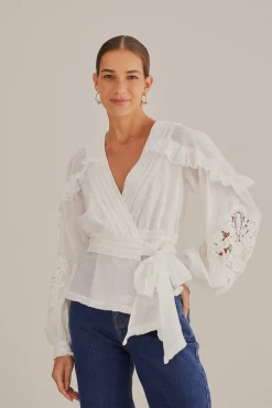 OFF-WHITE V NECK BLOUSE