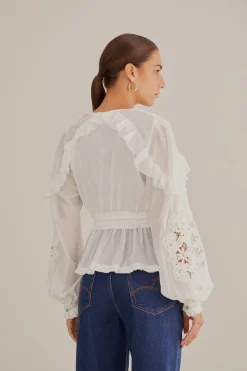  OFF-WHITE V NECK BLOUSE