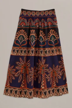  ORANGE AINIKA TAPESTRY MIDI SKIRT