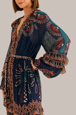 ORANGE AINIKA TAPESTRY SLIT MAXI DRESS