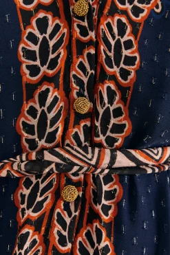ORANGE AINIKA TAPESTRY SLIT MAXI DRESS
