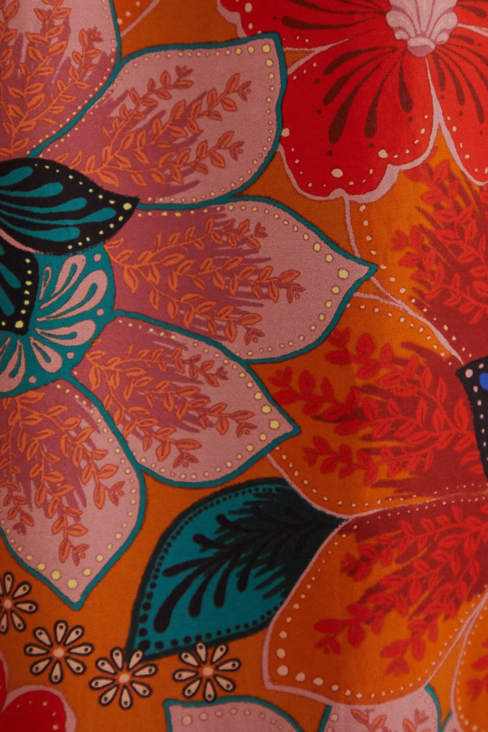 ORANGE MARIAS FLORAL CUT-OUT MIDI DRESS
