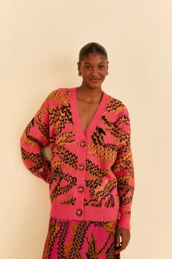 PINK CROCO KNIT CARDIGAN