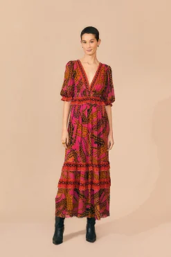  PINK CROCO SHORT SLEEVE MAXI DRESS