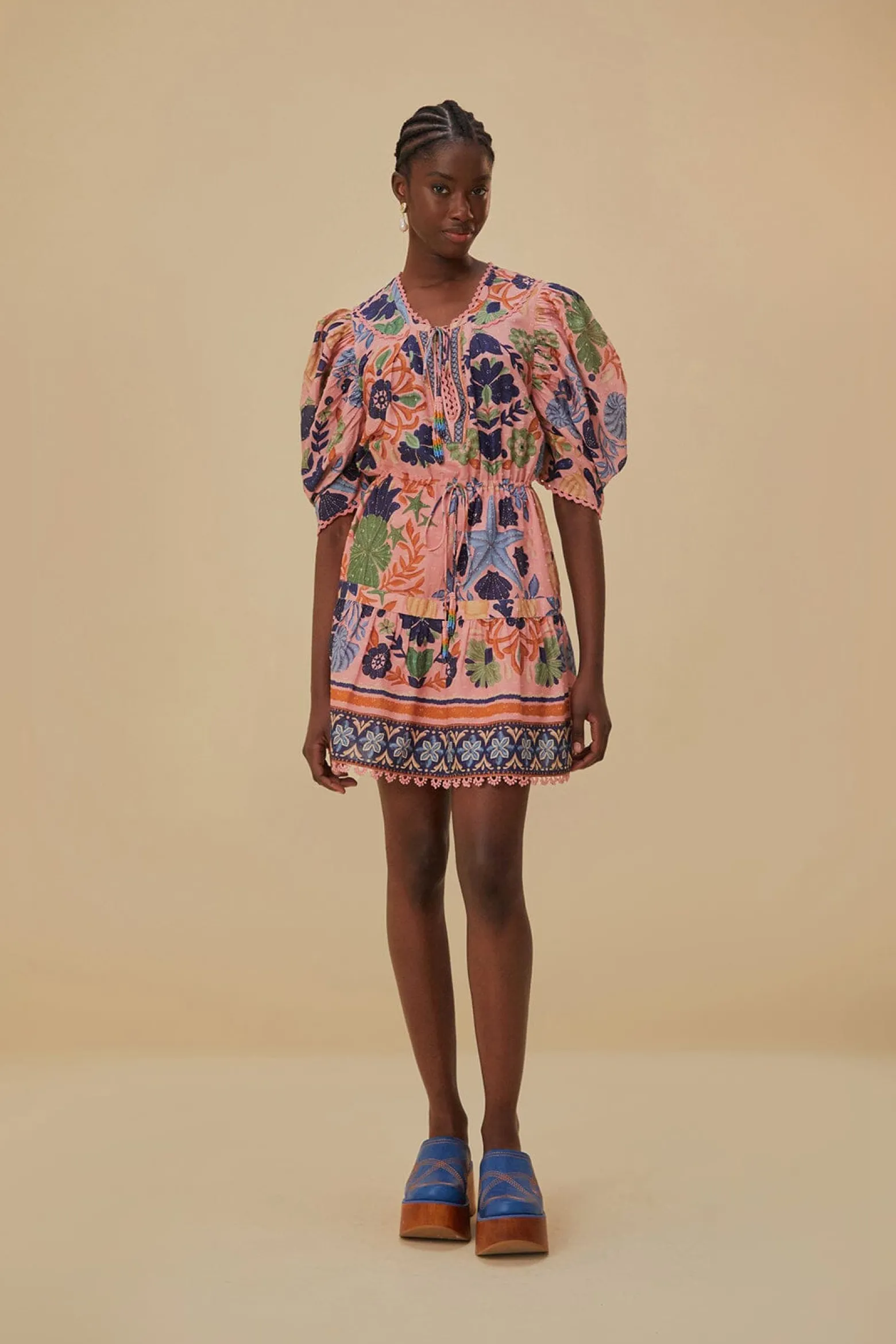 PINK SEASHELL TAPESTRY MINI DRESS