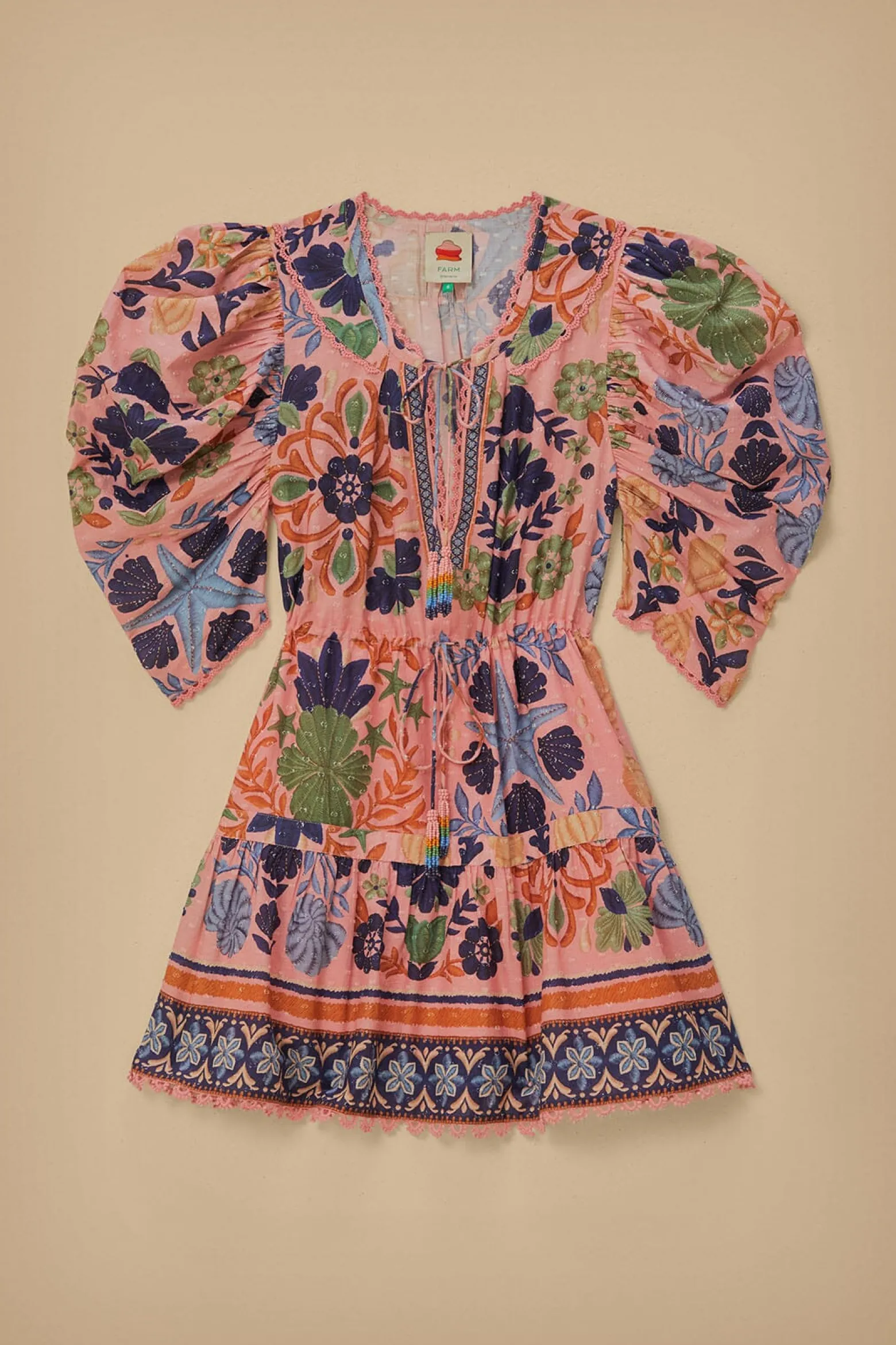 PINK SEASHELL TAPESTRY MINI DRESS