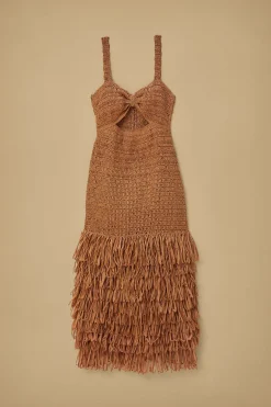 RAFFIA CUT-OUT MIDI DRESS
