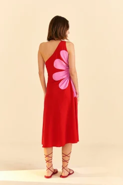  RED CUT-OUT FLOWER DRESS