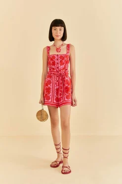 RED JUNGLE SCARF ROMPER