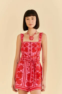  RED JUNGLE SCARF ROMPER