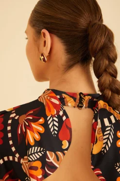  RED NATURE BEAUTY SCARF BACKLESS MIDI DRESS