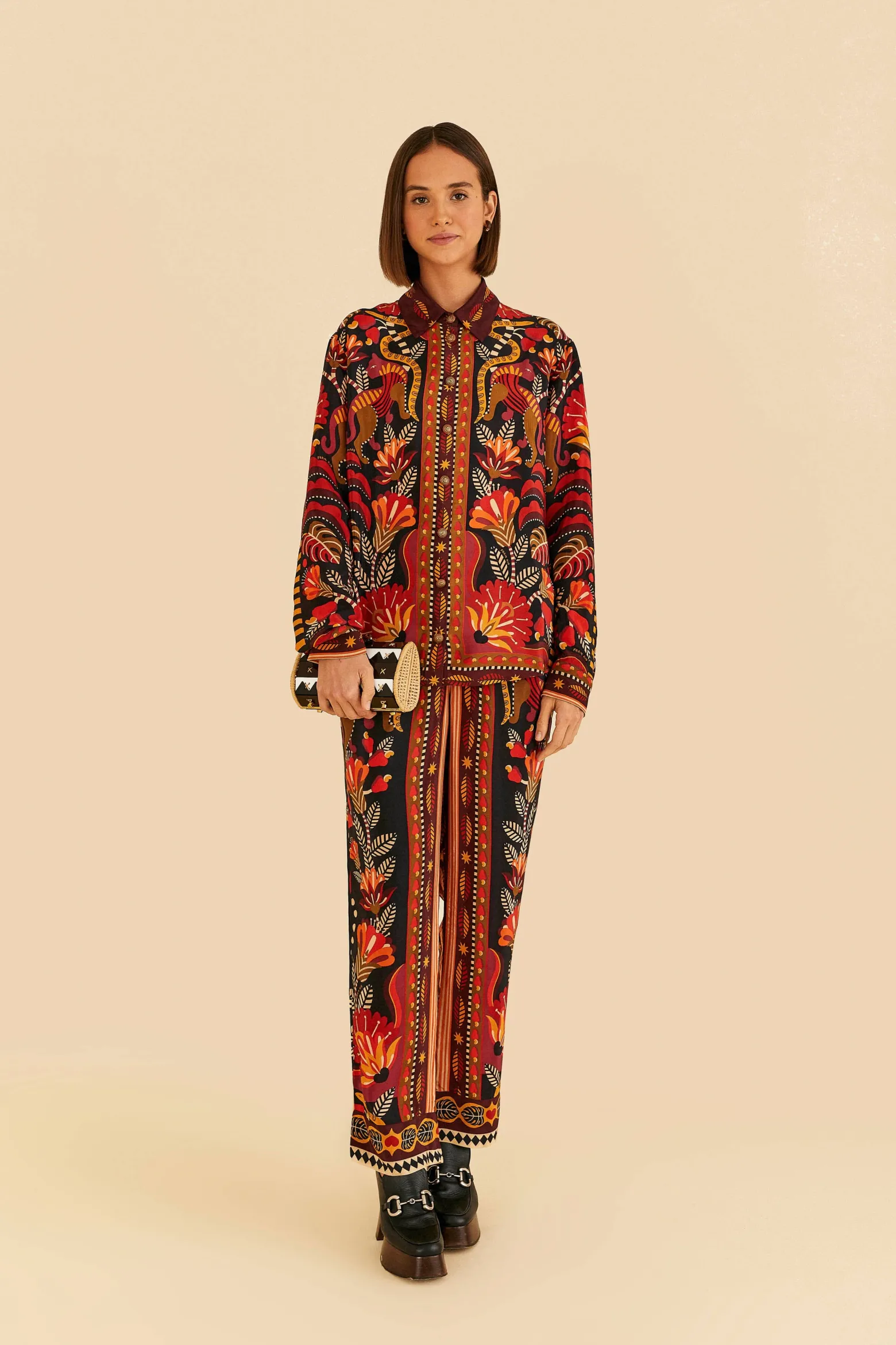 RED NATURE BEAUTY SCARF PANTS