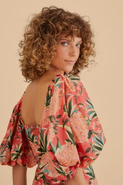  RED PINEAPPLE BLOOM CUT OUT MIDI DRESS