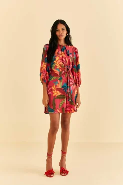 RED ROOSTER LEAVES LONG SLEEVE MINI DRESS