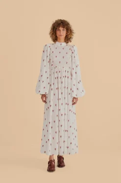  ROSE EMBROIDERED MAXI DRESS