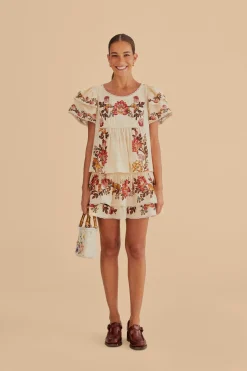  SAND LEOPARD FLOWERS MINI SKIRT