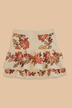 SAND LEOPARD FLOWERS MINI SKIRT