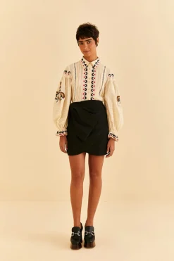  SAND PALMS PARADISE EMBROIDERED BLOUSE