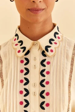 SAND PALMS PARADISE EMBROIDERED BLOUSE