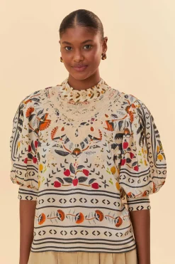 SAND PALMS PARADISE HIGH NECK BLOUSE