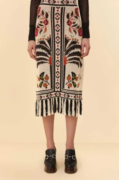 SAND PALMS PARADISE KNIT FRINGE MIDI SKIRT