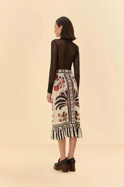 SAND PALMS PARADISE KNIT FRINGE MIDI SKIRT