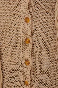 SAND STRIPES FRINGES KNIT CARDIGAN