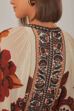 SAND WINTER TAPESTRY V NECK MAXI DRESS