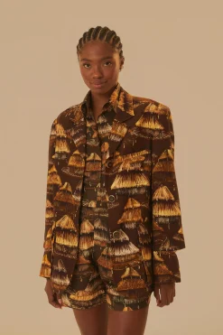 SHUHU BROWN CUT OUT BLAZER