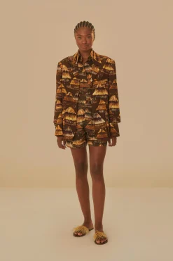 SHUHU BROWN CUT OUT BLAZER