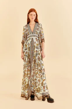 SILVER FLORAL TAPESTRY MAXI DRESS
