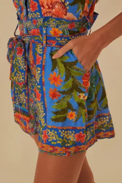 STICHED GARDEN BLUE ROMPER
