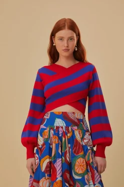  STRIPES WRAP KNIT SWEATER