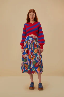  STRIPES WRAP KNIT SWEATER