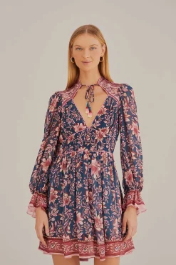 TEAL AINIKA CHARM LONG SLEEVE MINI DRESS