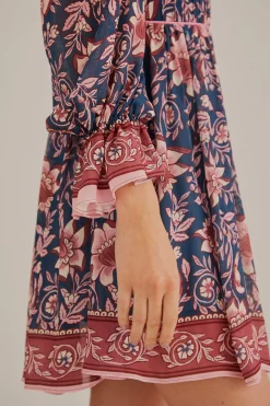 TEAL AINIKA CHARM LONG SLEEVE MINI DRESS