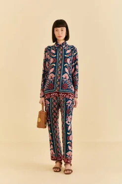  TEAL SEASHELL TAPESTRY CARGO PANTS